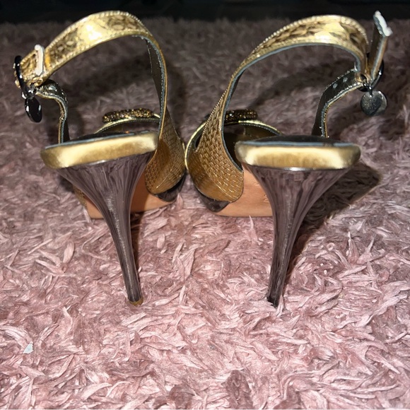 Bourne Bronze Gold Leather Slingback Peep-Toe Heels main image 0